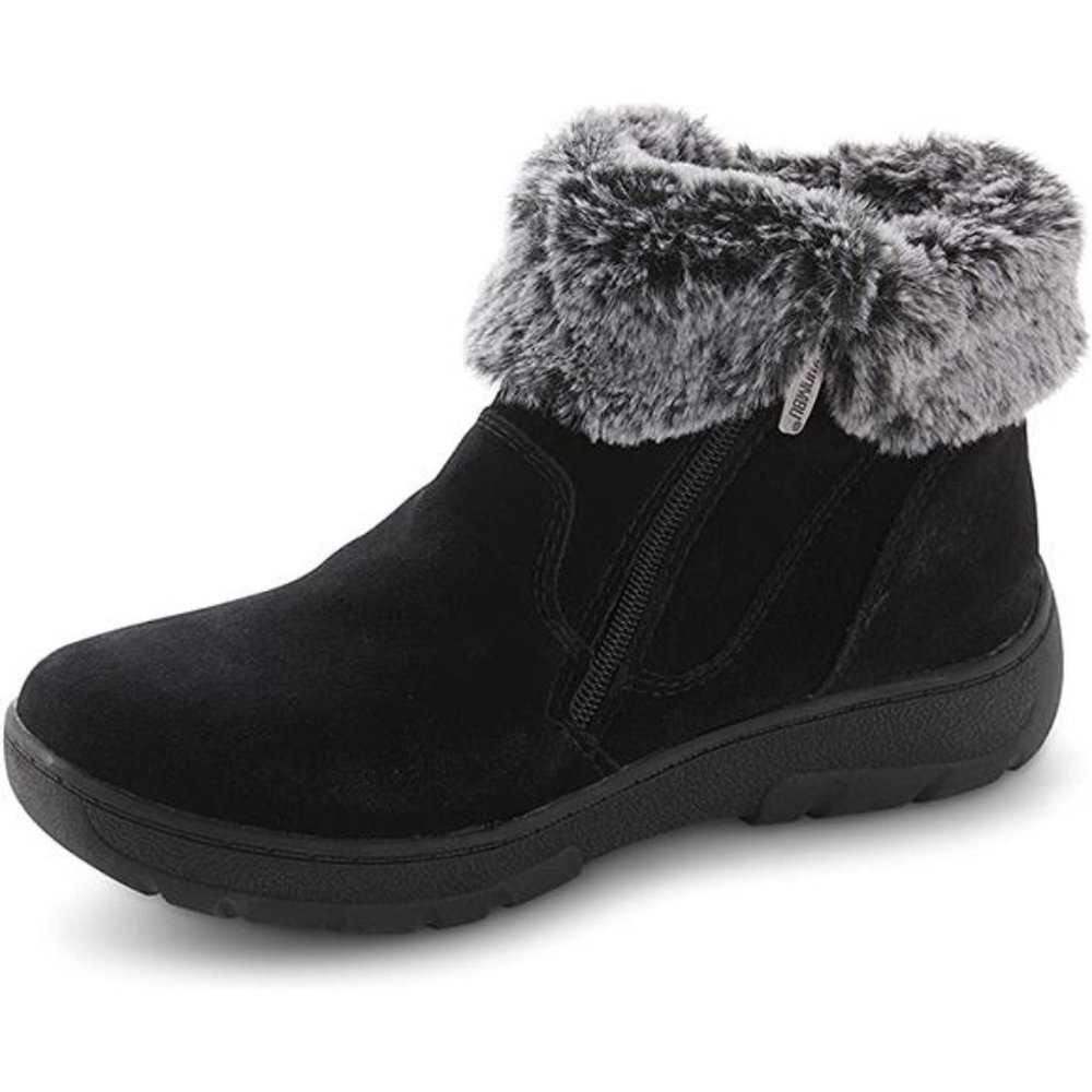 Women's Ankle Boots Faux Fur Shearling Lining Shoes, Black